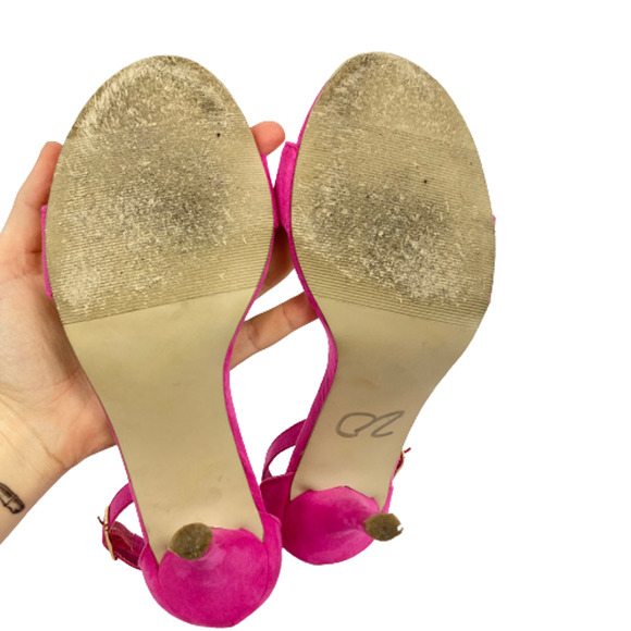 Madden Girl Shoes Womens Sz 7 Darling‎ Pink Faux Suede Open Toe Heel Sandals - Picture 4 of 8